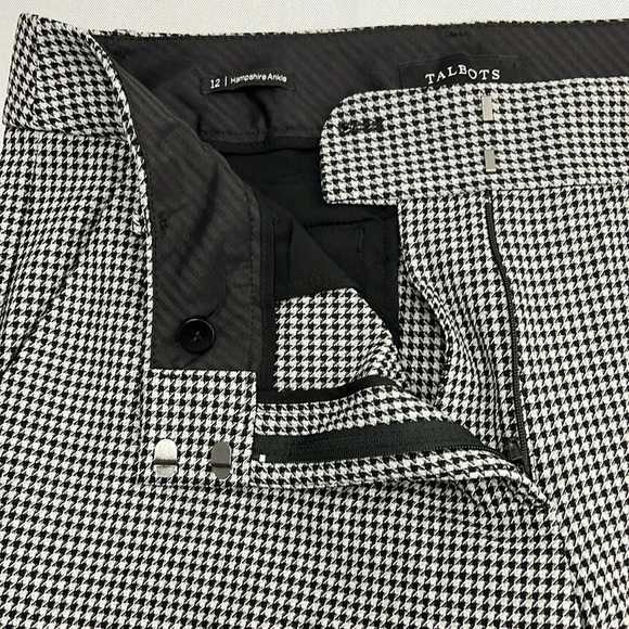 Talbots Women’s 12 Hampshire Ankle Pockets Mills Grey Black Houndstooth Pant - Picture 5 of 6